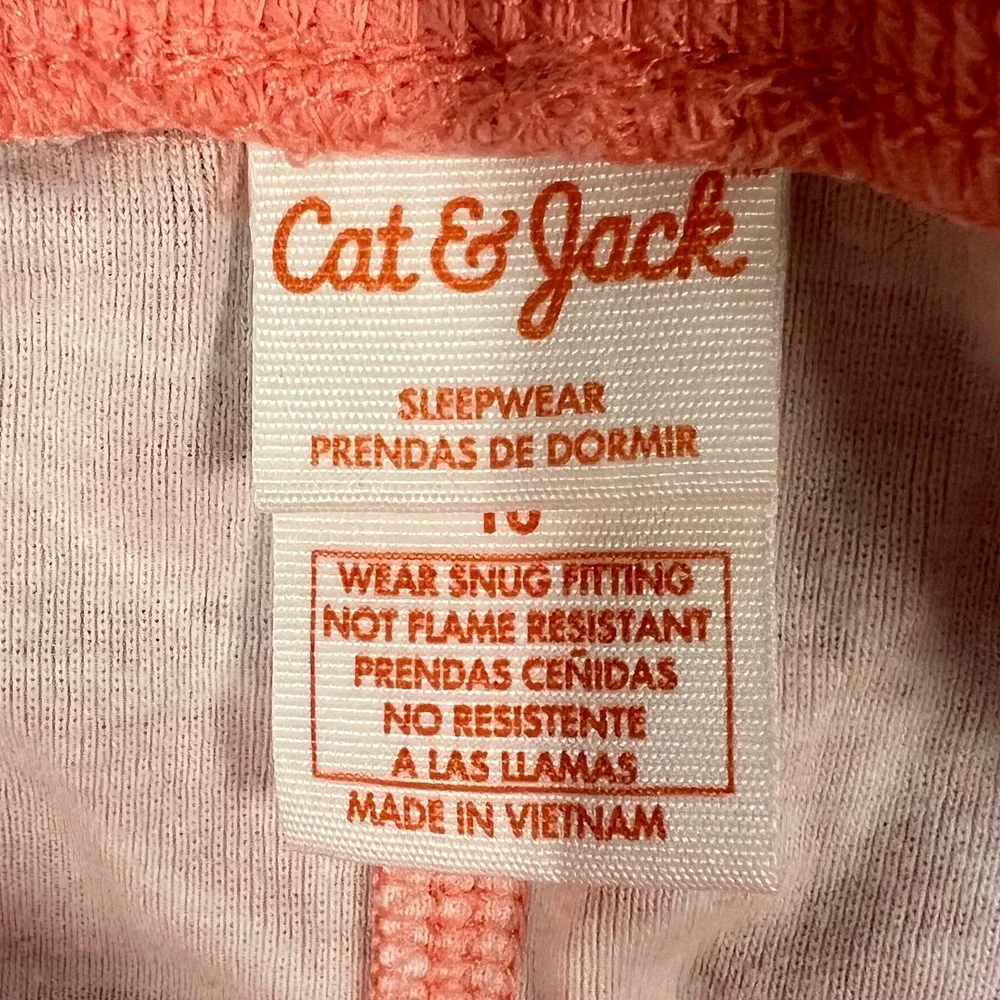 Cat & Jack Kids Pink Geometric Heart Cotton Pajama Set Size 10 Oatmeal Coral